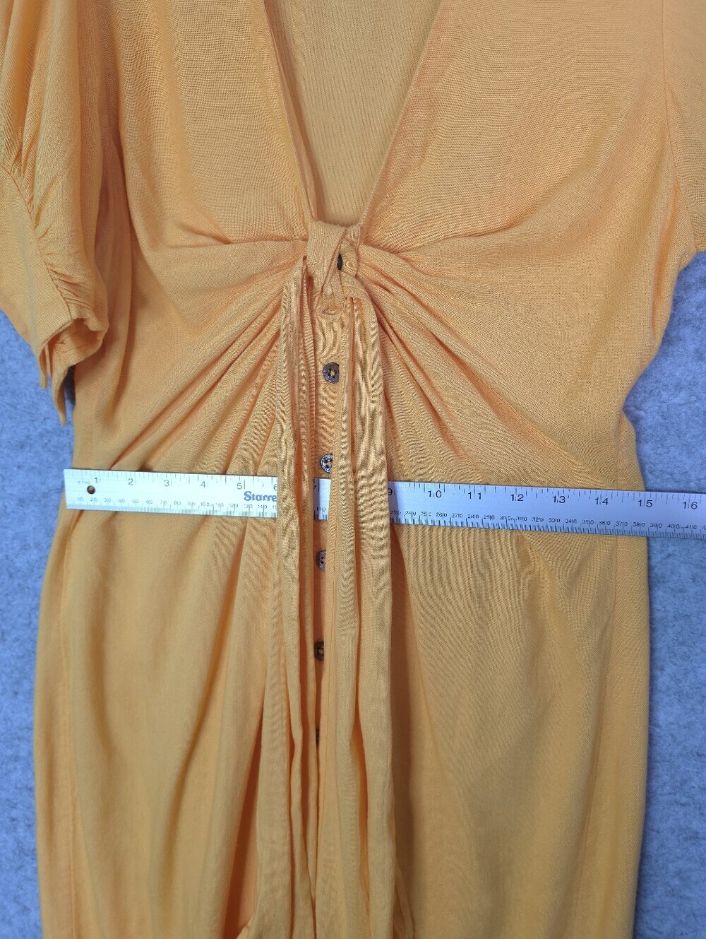 Free People Vintage Summer Mustard Yellow Tie-Front Midi Dress - Picture 8 of 8
